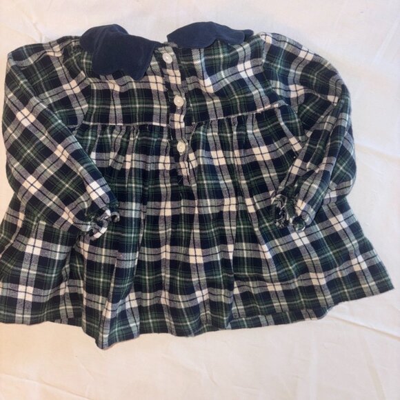 Cecil and Lou Girls Navy Green Plaid Corduroy Collar Blouse Holiday Prep 3T - Picture 11 of 14